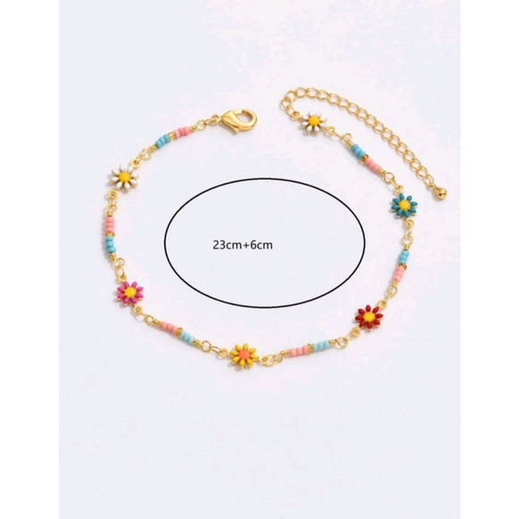 1pc Fashion Copper Daisy Decor Anklet - Picture 3 of 4